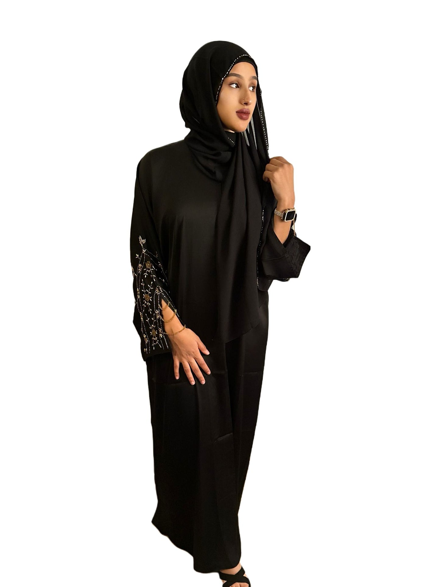 Gold Embroidery Black Abaya