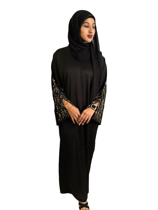 Gold Embroidery Black Abaya