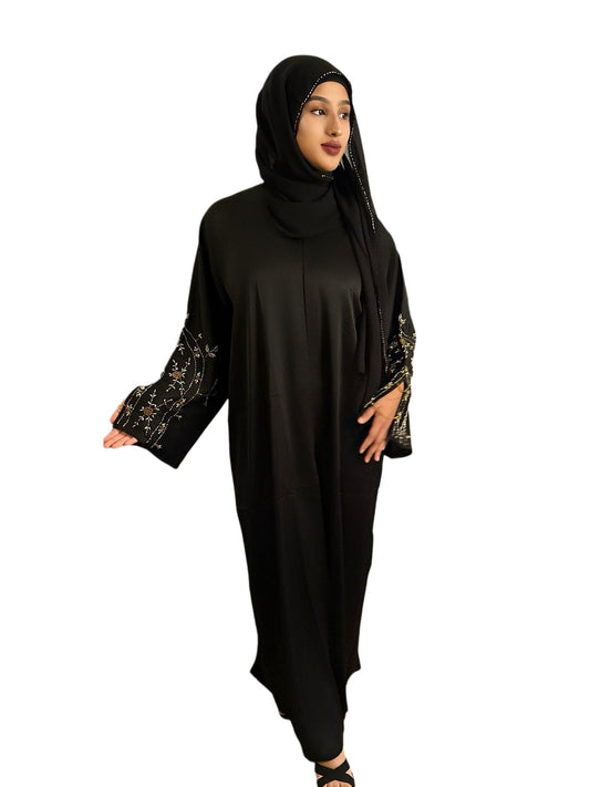 Gold Embroidery Black Abaya