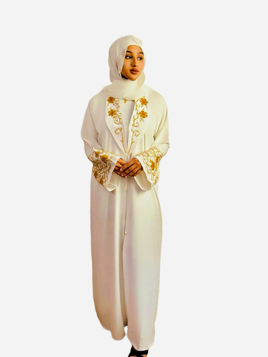 Ivory Elegance Embroidered Abaya