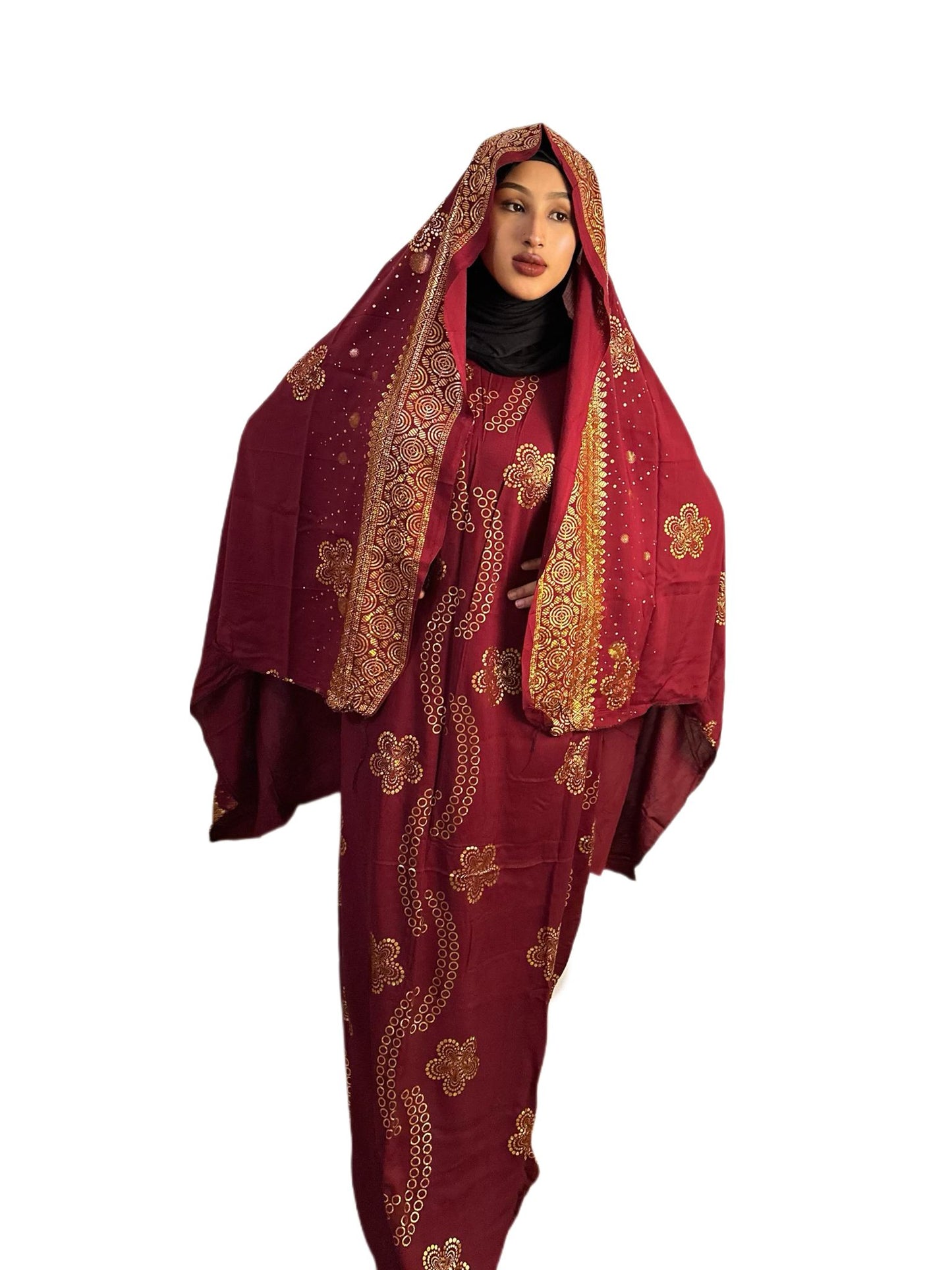 Elegant Maroon Floral Dirac Set