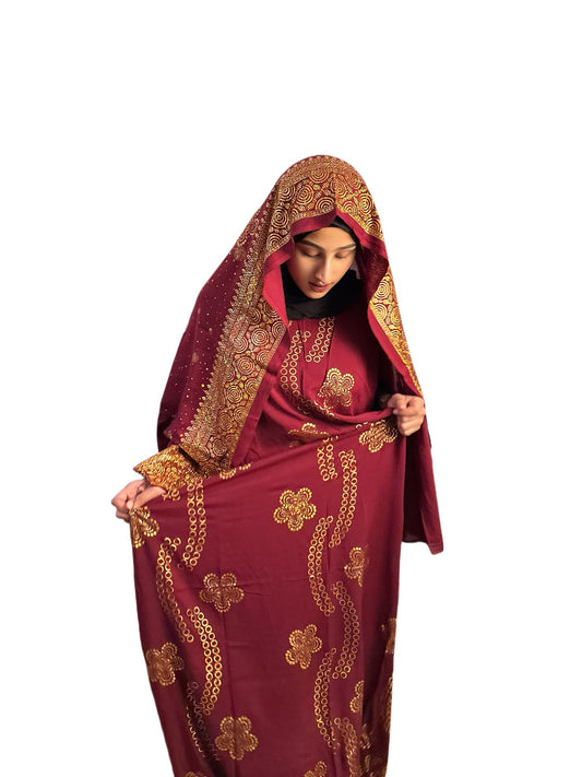 Elegant Maroon Floral Dirac Set